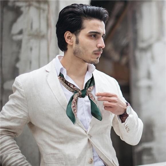 Satin Square Scarf for Men, 04 - Picture 4 of 6